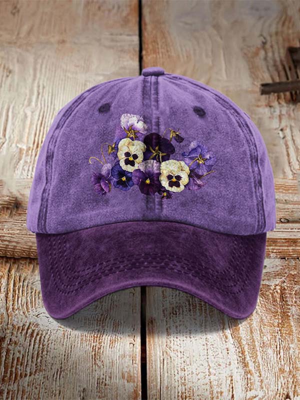 wearshes Vintage Purple Floral Retro Casual Cap