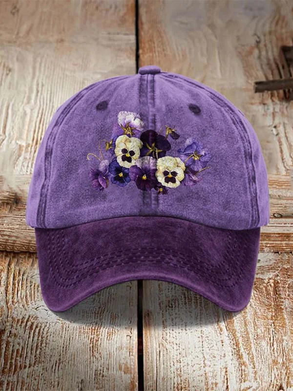Vintage Purple Floral Retro Casual Cap