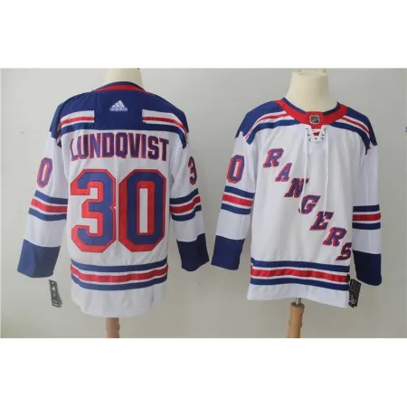 Men's  New York Rangers #30 Henrik Lundqvist White Stitched NHL Jersey
