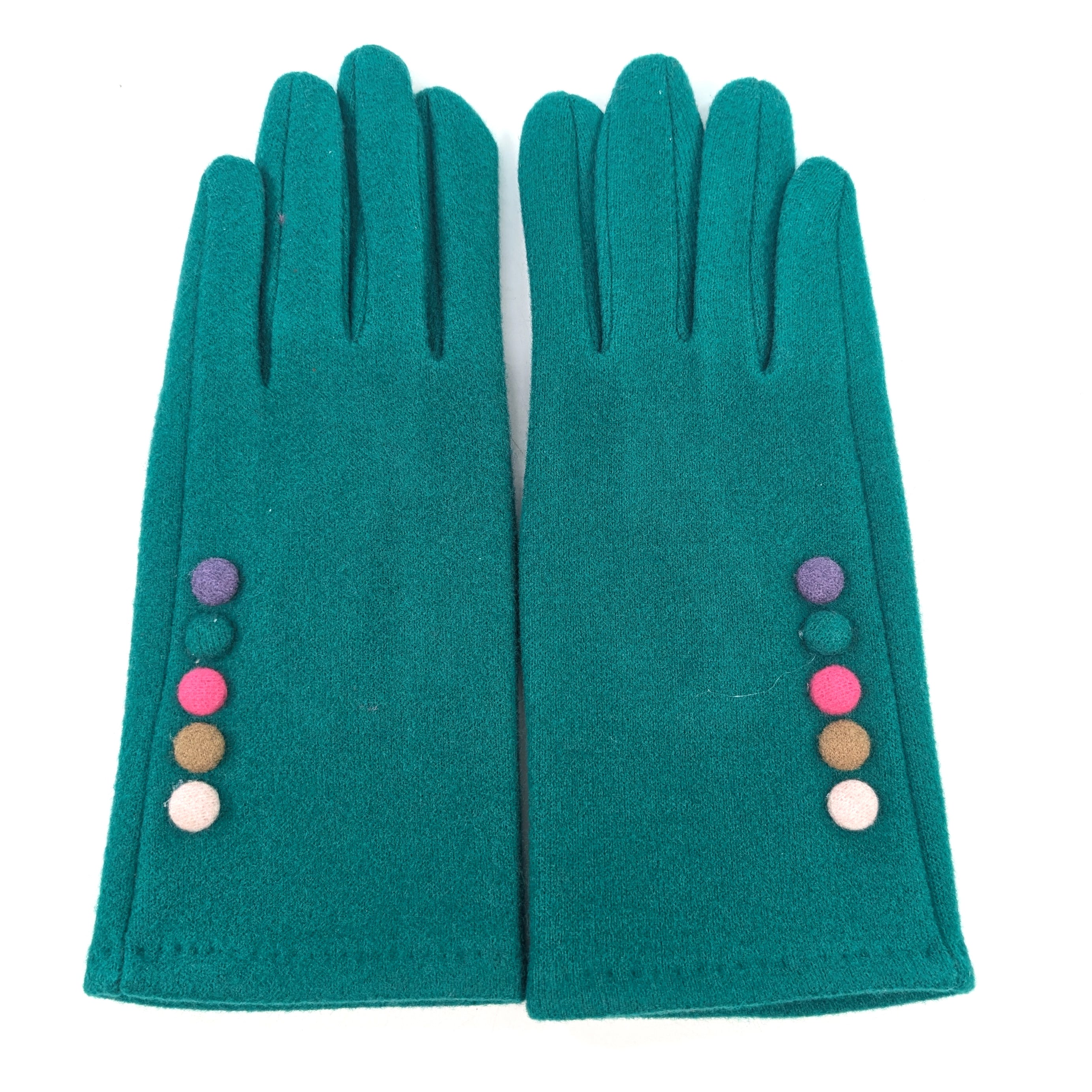 Buttoned Gloves - Green