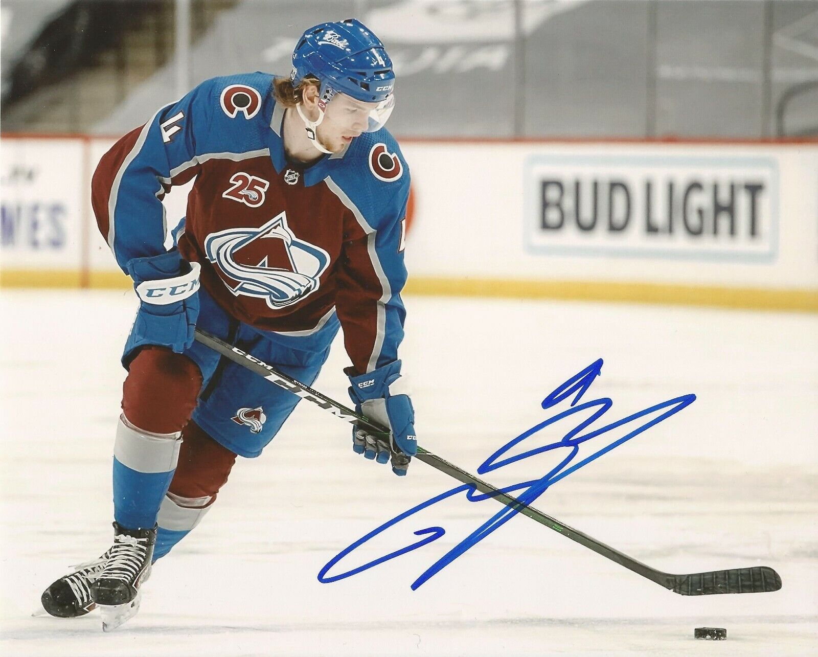 BOWEN BYRAM SIGNED COLORADO AVALANCHE ACTION 8x10 Photo Poster painting #5 with PROOF & COA