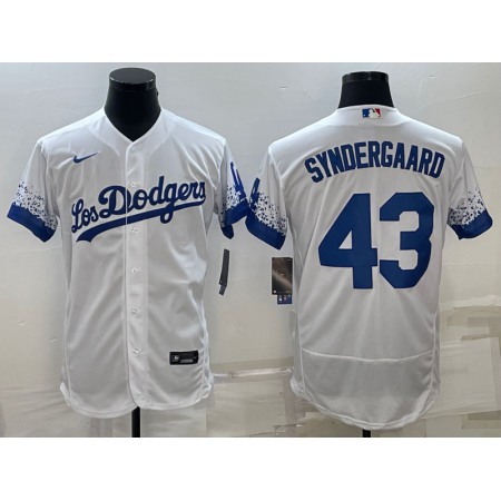 Men's Los Angeles Dodgers #43 Noah Syndergaard White City Connect Flex Base Stitched Baseball Jersey GHDB