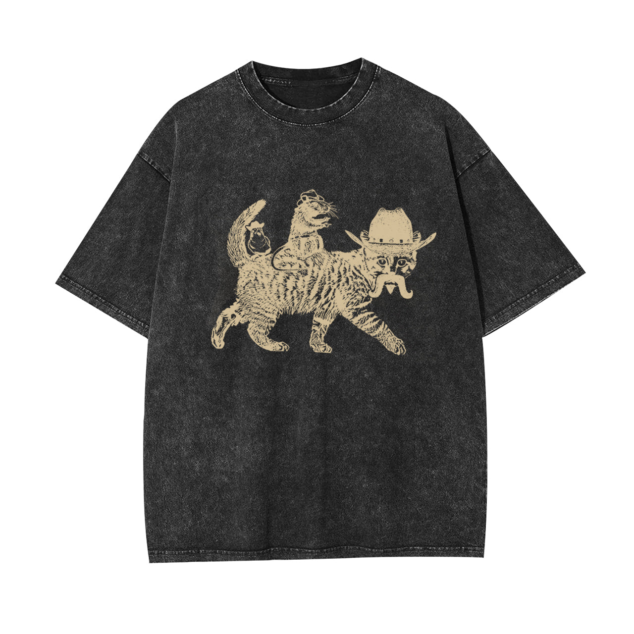 Crazy Cute Cowboy Cat Garment-dye Tees