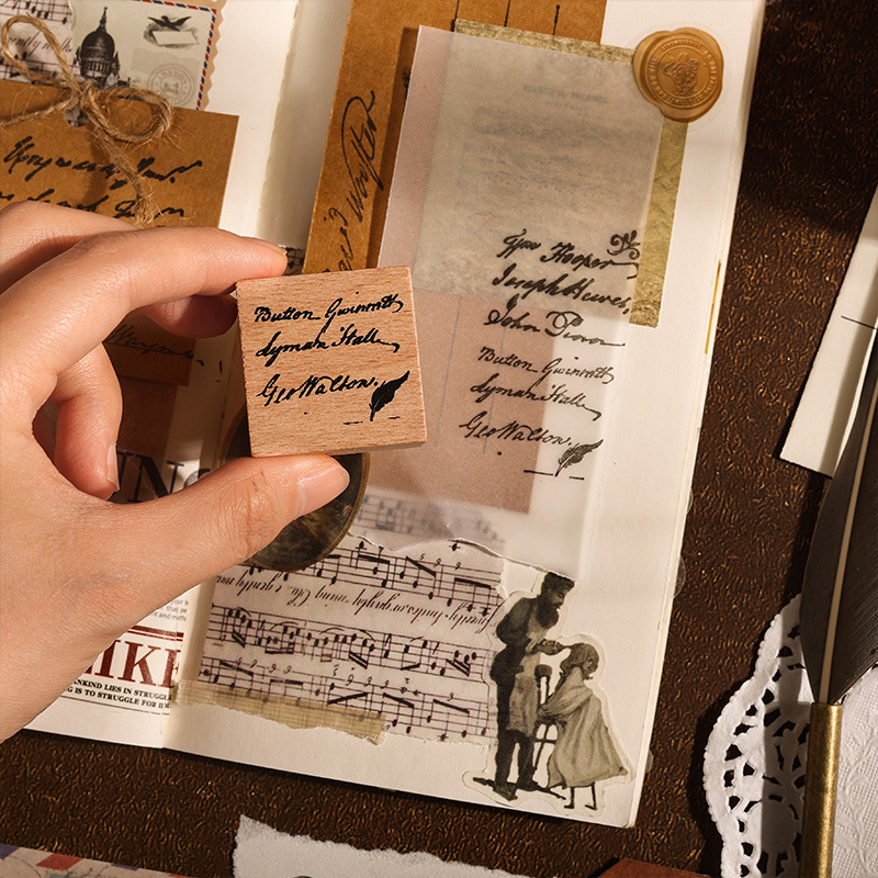 나무 스탬프 - 아트 폰트 시리즈 빈티지 영어 텍스트