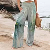 Gioiacombo&trade; Pantaloni casual da donna a gamba larga con stampa elasticizzata