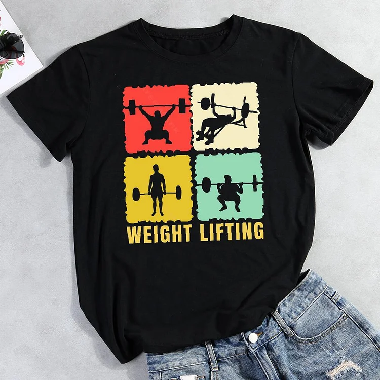 Weight lifting Round Neck T-shirt-Annaletters