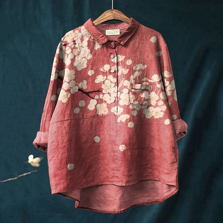Japanese Art Cherry Blossom Print Blouse