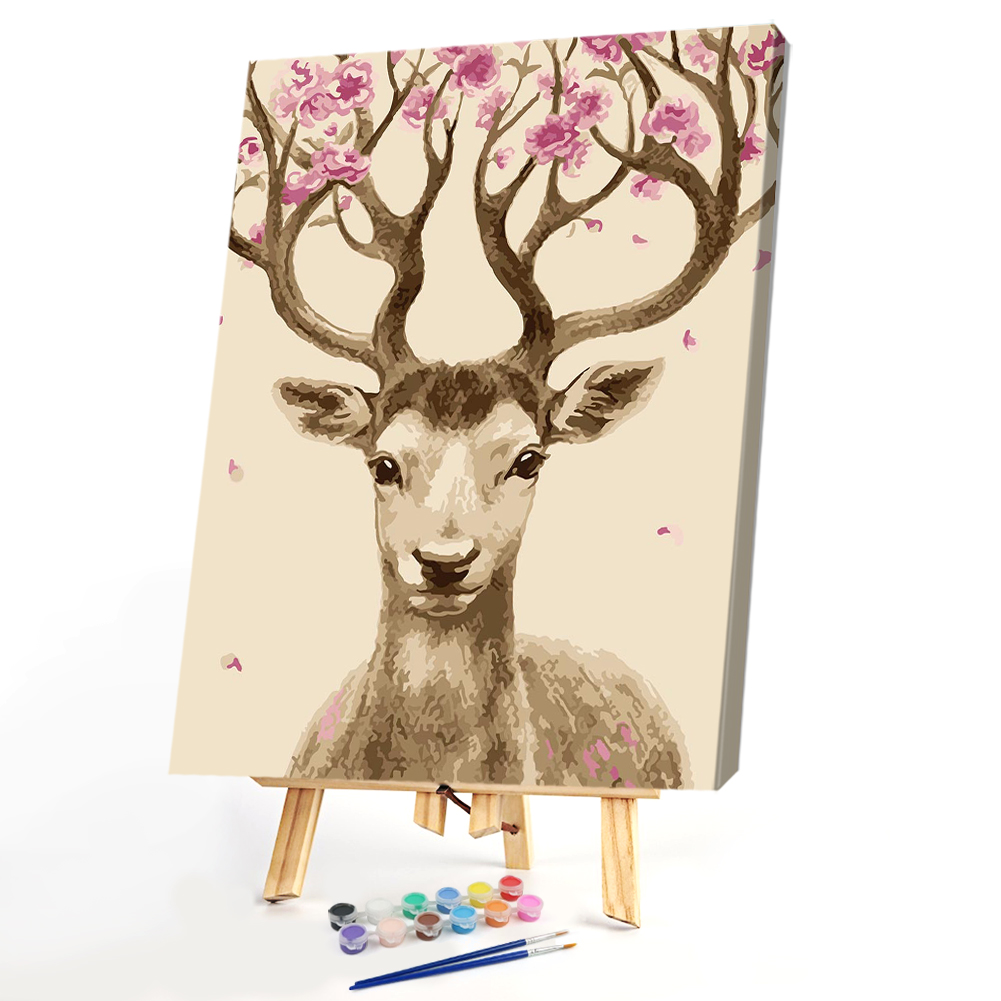 

40*50CM Paint By Numbers-Flower Deer, 501 Original