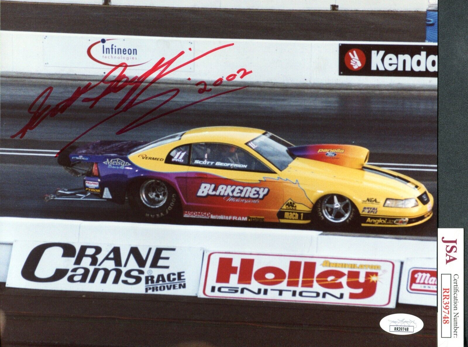 JSA Scott Geoffrion Autographed Signed 8x10 Photo Poster painting Funny Car Drag Racing TRB 755