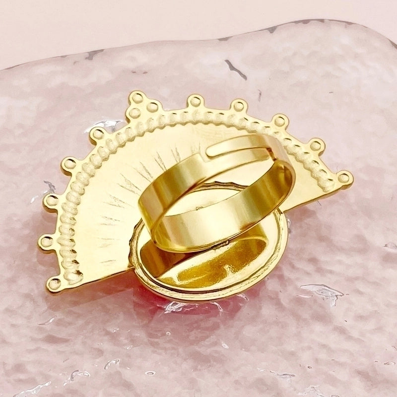 304 Stainless Steel 14K Gold Plated Minimalist Roman Style Enamel Plating Sector Oval Open Rings