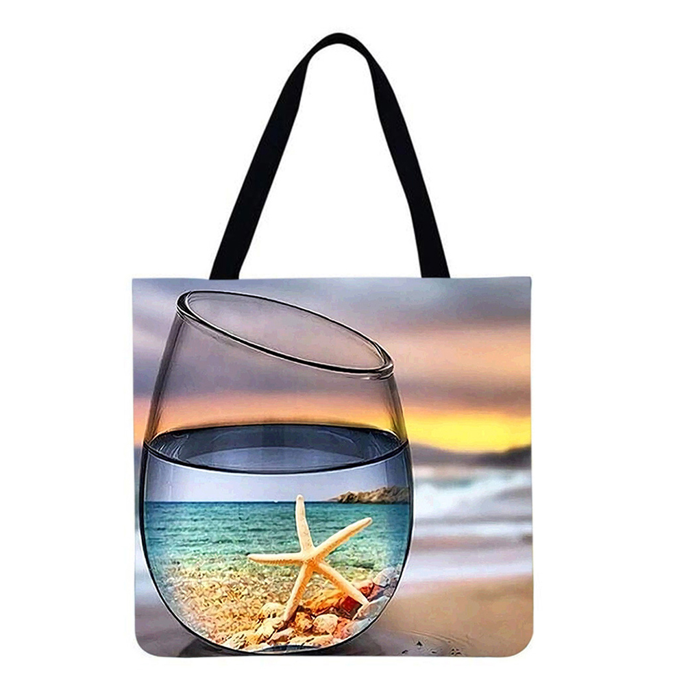 Seaside Glass Scenery 40*40cm linen tote bag