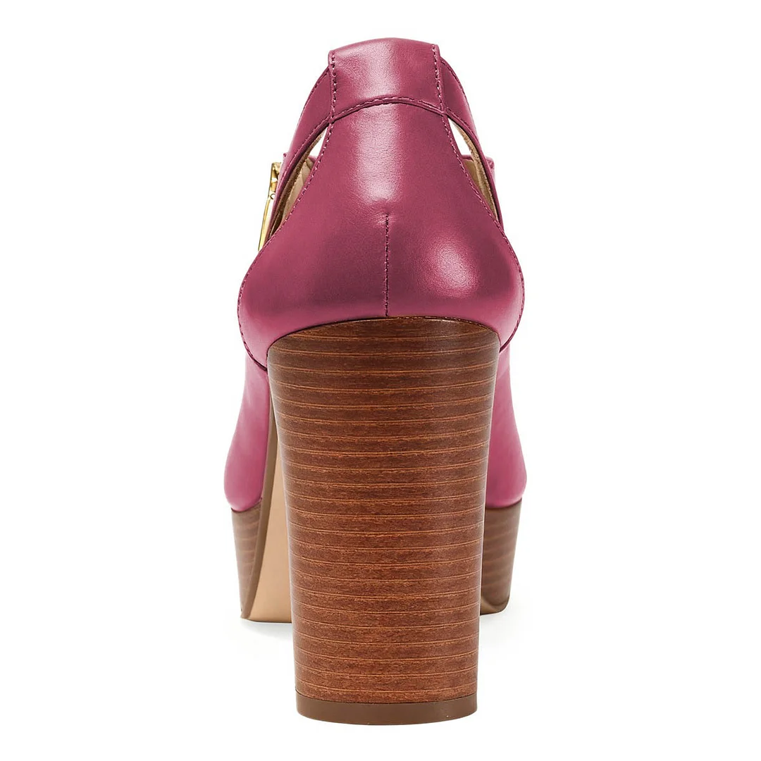 Women's Peep Toe Hollow-Out Platform Purple High Heels Sandals