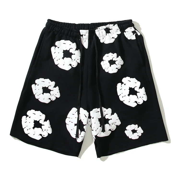 Kapok Full Printing Foam Printing Loose Denim Tears Shorts at Hiphopee