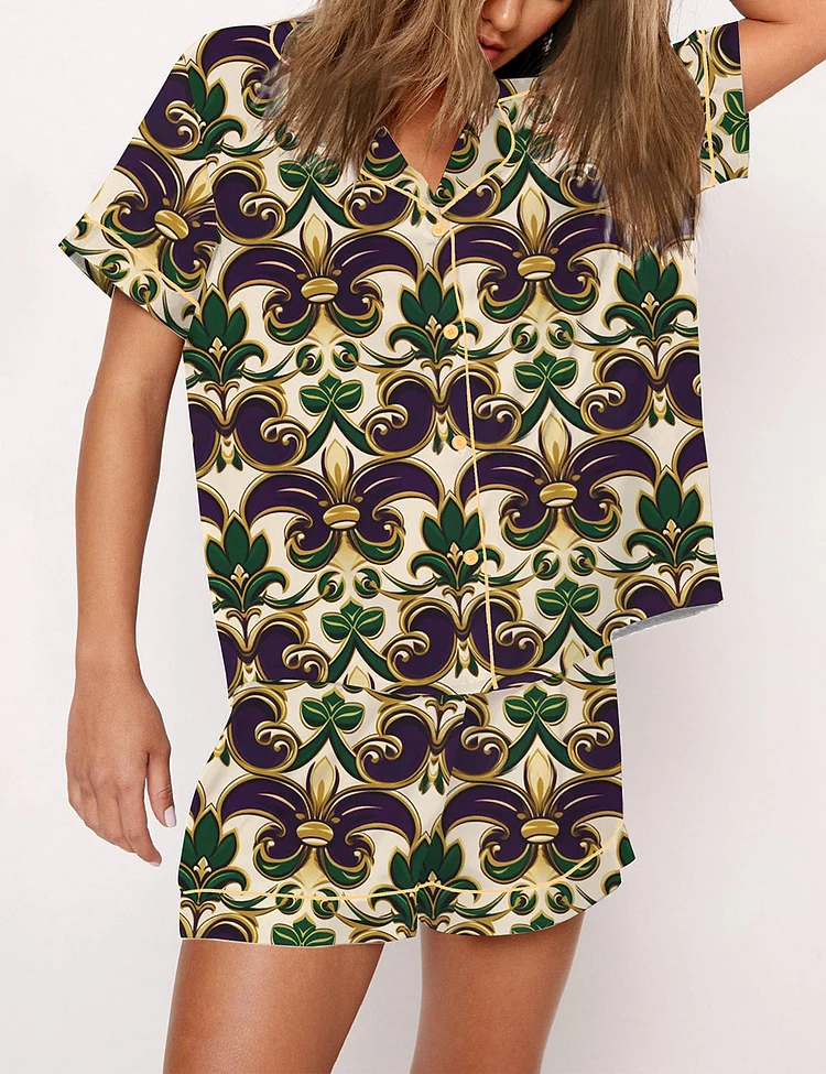 Women's Mardi Gras Print Pajama Set