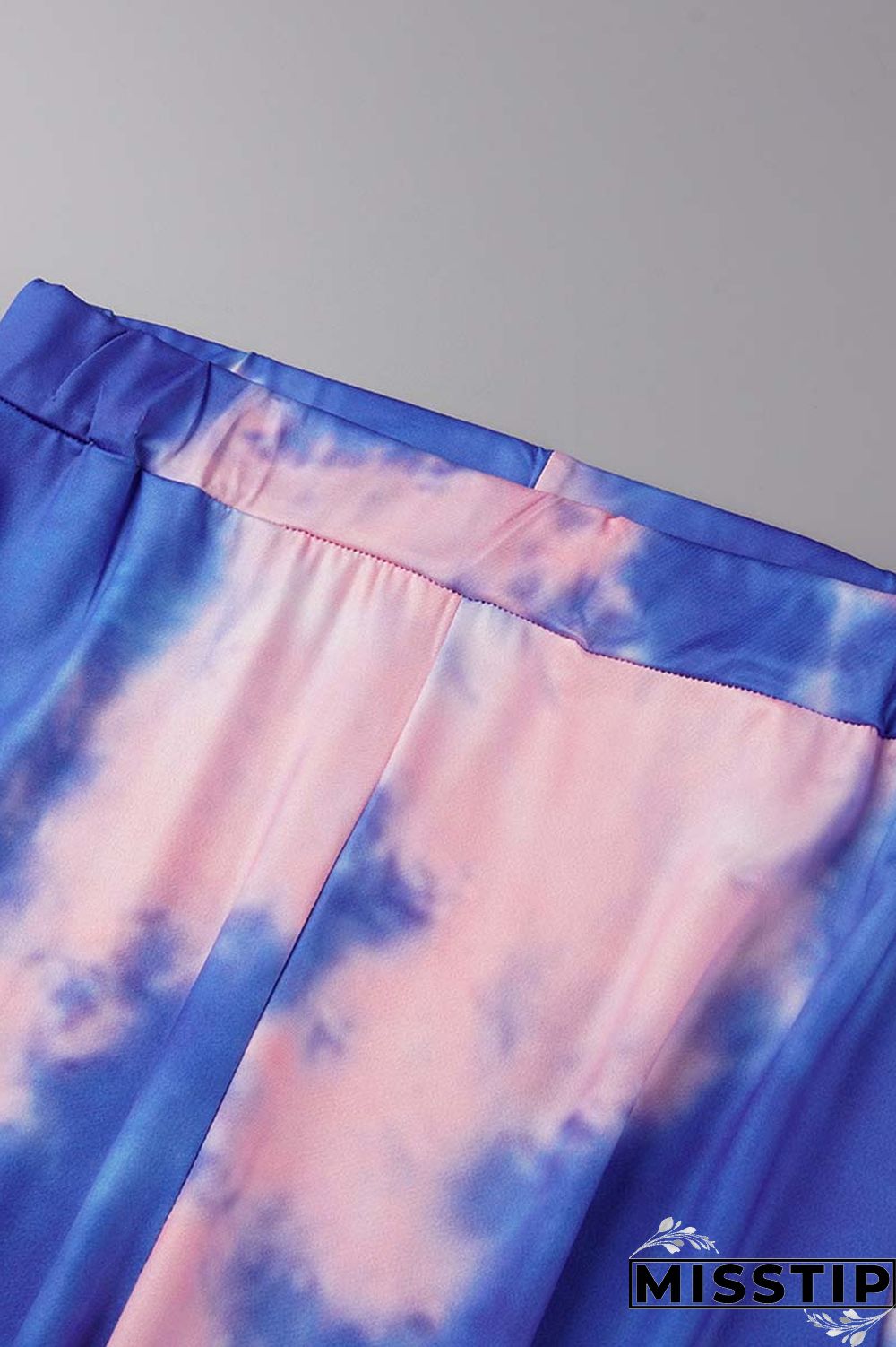 Deep Blue Casual Print Tie-dye O Neck Long Sleeve Two Pieces