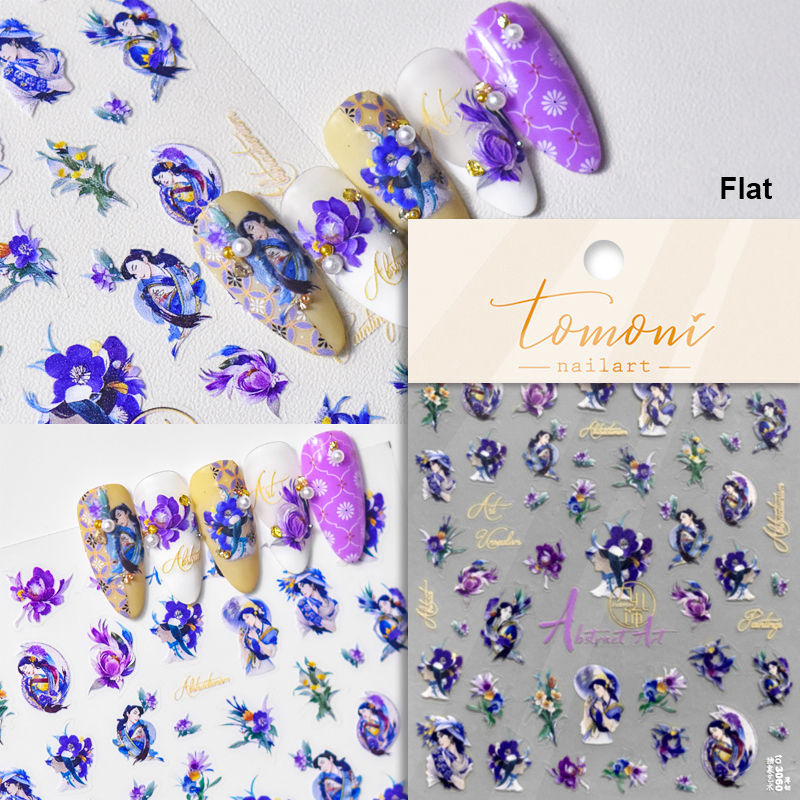Gamehomew Simple Summer Nails – Epiphyllum Moon Goddess Rhinestone Nail Art Stickers  