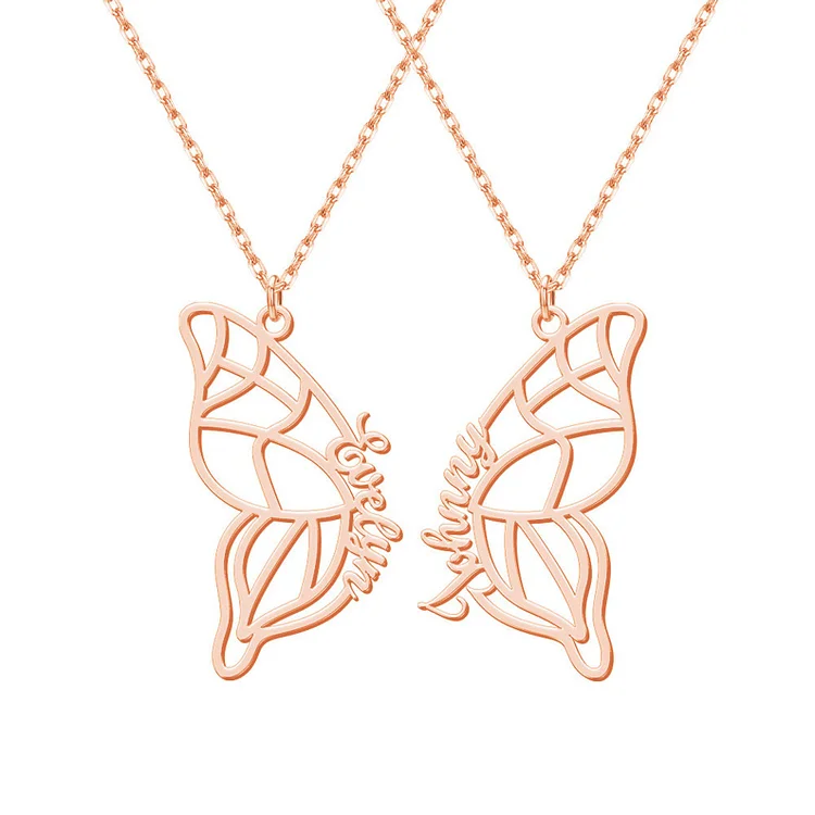 Kettenmachen Personalisierte 2 Namen Schmetterling Halskette Freundschaft Halsketten Set
