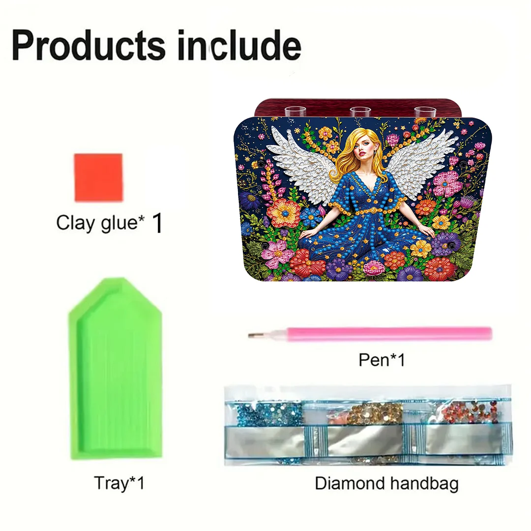 Angel Girl DIY Diamond Painting Wooden Tube Vase for Adults Gift Idea Home Decor