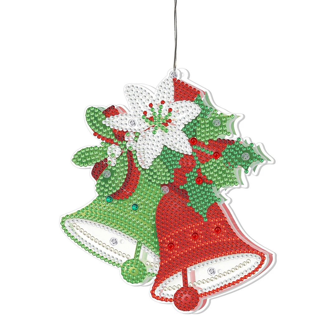 5D Christmas Diamond Painting Hanging Light Festive Rhinestone Lamp Pendant