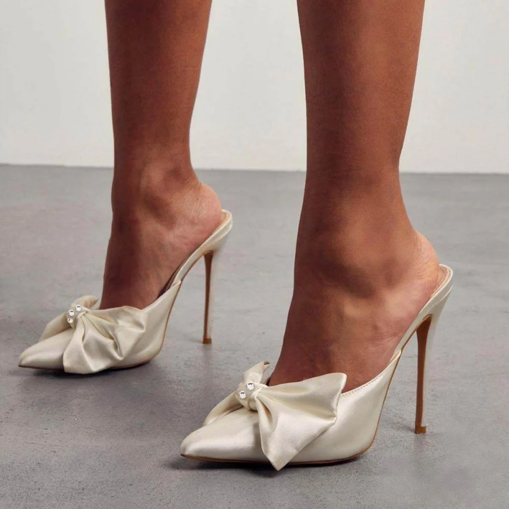 Pointed Toe Heels with Bow Women's Stiletto Heels Nicepairs
