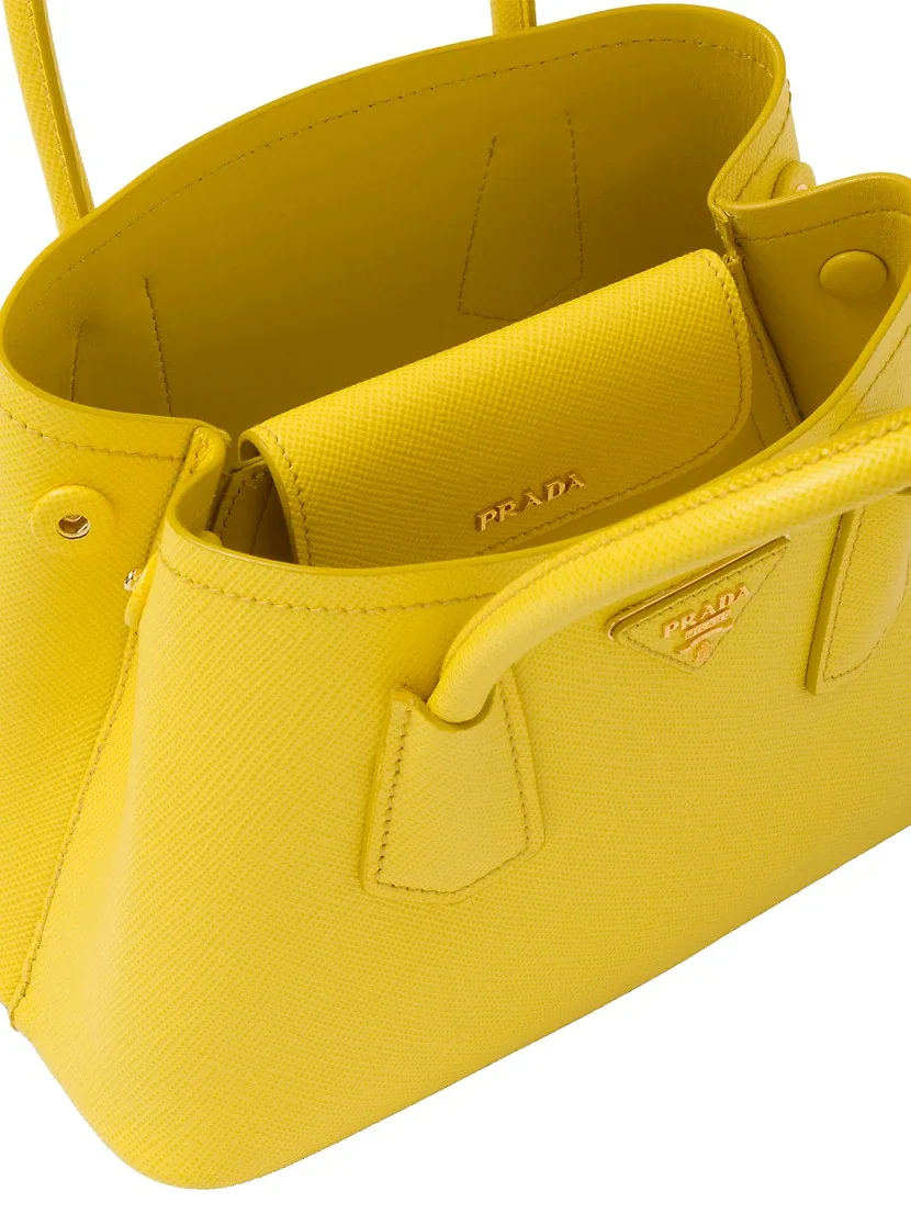 Prada Double Saffiano Leather Mini Bag yellow