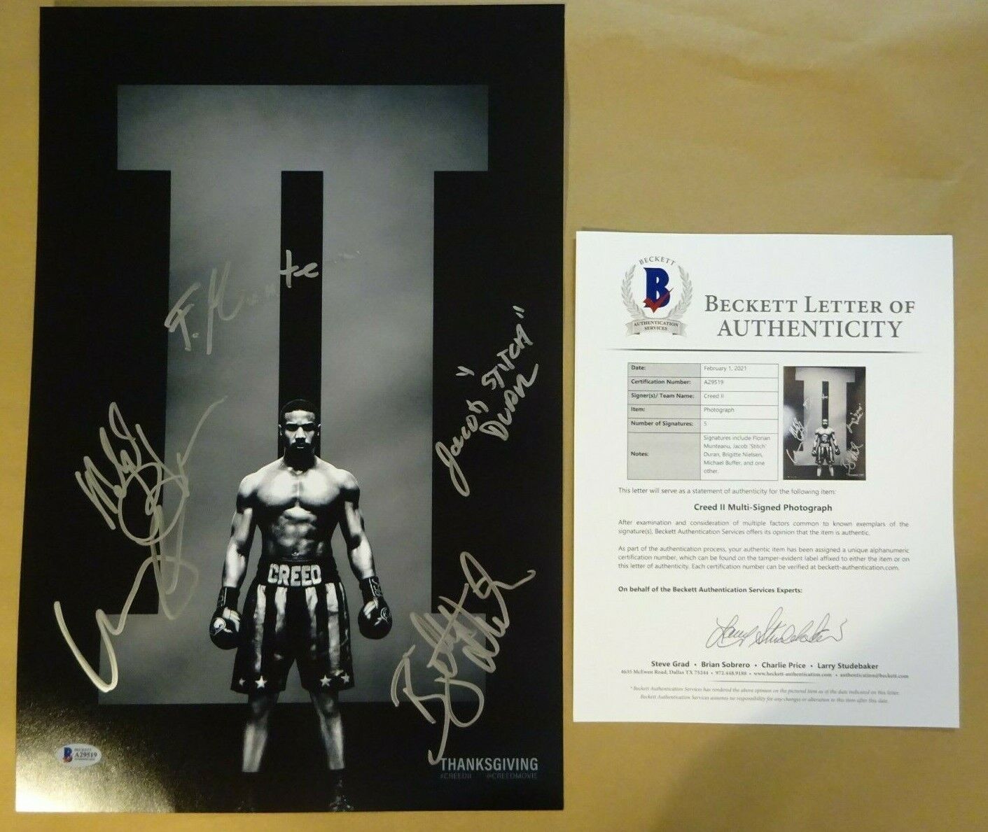 CREED II Autographed 12x18 Photo Poster painting Signed by 5 MONTEANU DURAN ++ BECKETT COA