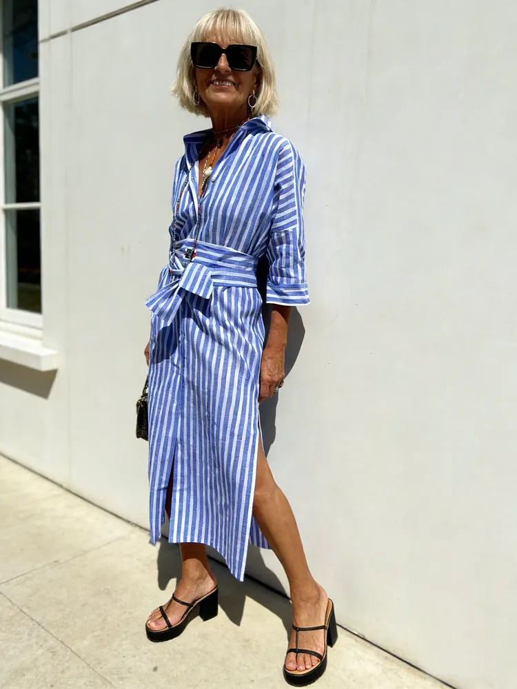 Striped Slim Fit Dress Cardigan Belt