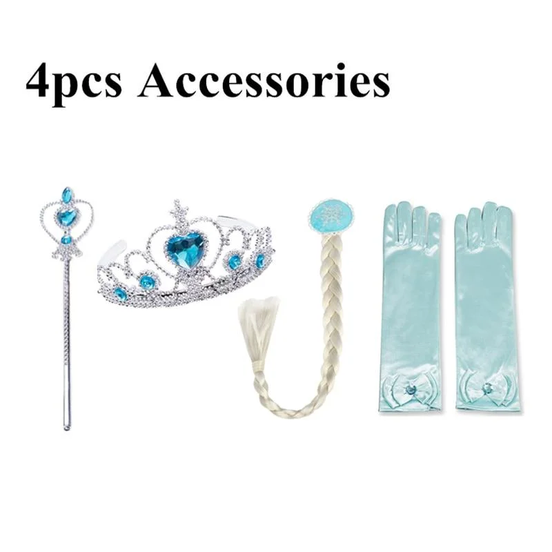 Princess Girls Accessories Set Kids Party Cosplay Queen Magic Wand Tiara Gloves Wig Hair 4pcs