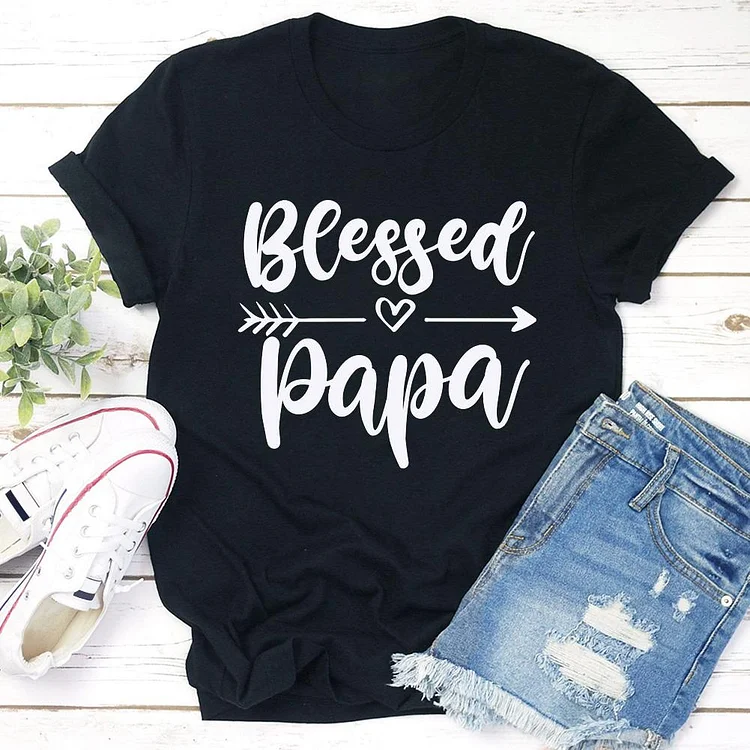 Blessed Papa T-shirt Tee - 01188-Annaletters