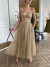 Gold Champagne Sparkling Formal Dress Glittery Party Ball Gown Prom Homecoming Wedding Guest Outfit Maxi Tea Length A Line Sweetheart