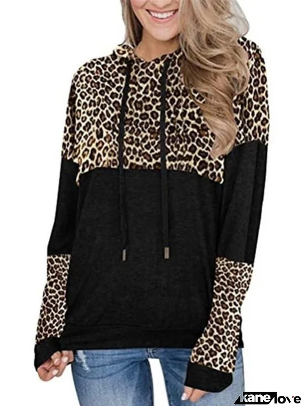 Leopard Print Plush Hoodie for Casual Style Loving Commuters