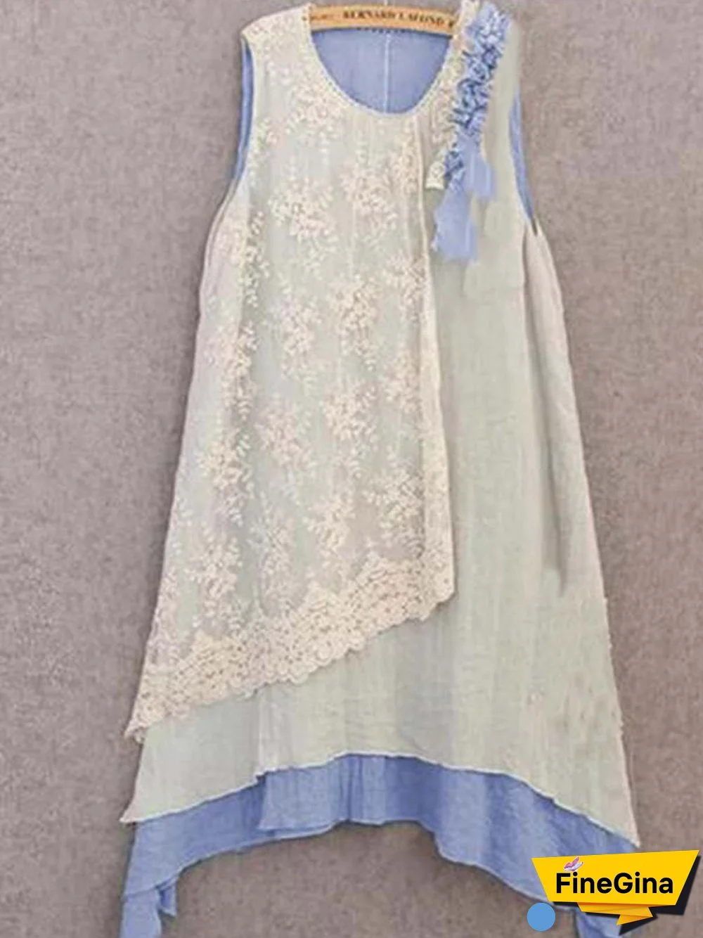 Women Sleeveless A-Line Patchwork Women Casual Summer Weaving Dress