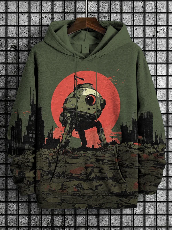 Men's Alien Intelligence Detection Robot Print Casual Hoodie
