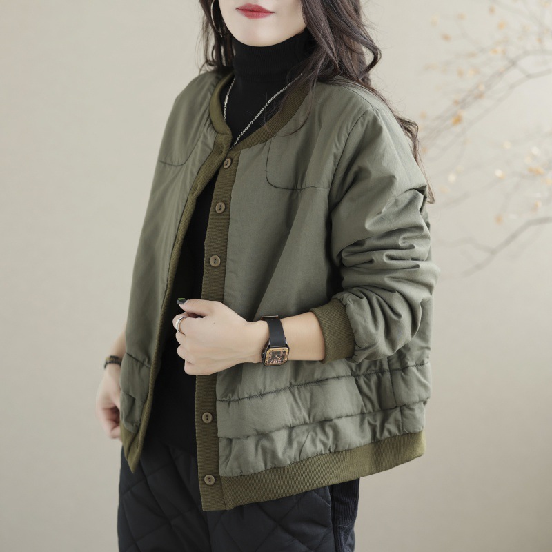 Classic Color Blocking Round Neck Jacket