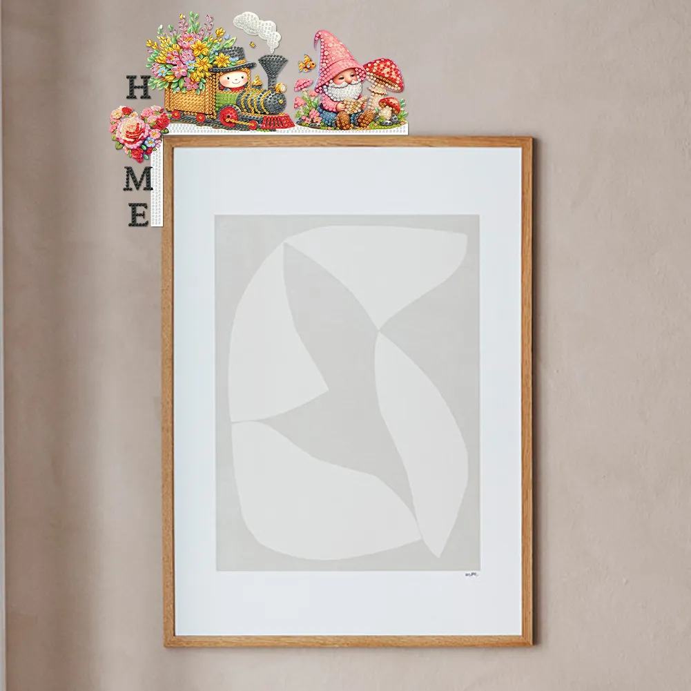 DIY Gnome Train House Diamond Painting Art Door Right Angle Sign for Home Decor