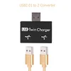 USB2.0 Male to Twin Charger Dual 2 Port USB Splitter Hub Adapter Converter