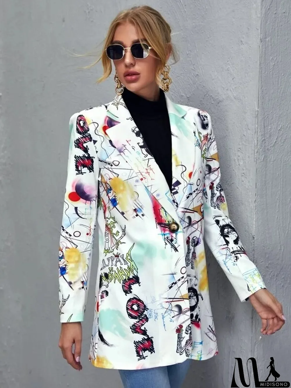 MidiSono - Women's Autumn Winter Print Fashion Casual Blazer Jacket