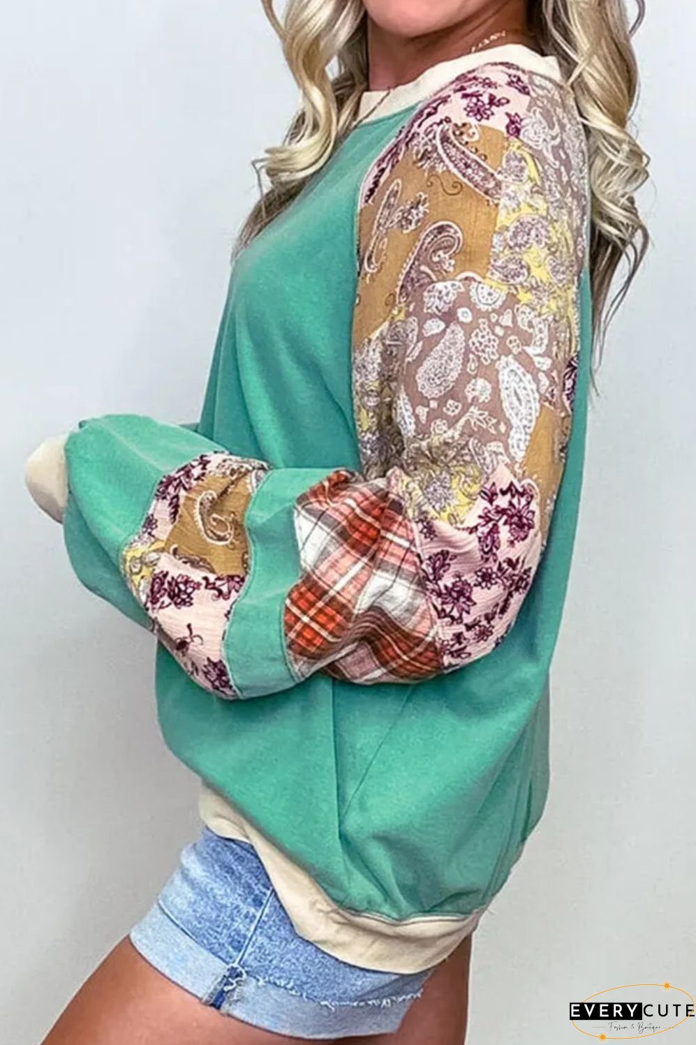 Plus Size Printed Raglan Sleeve Sweatshirt