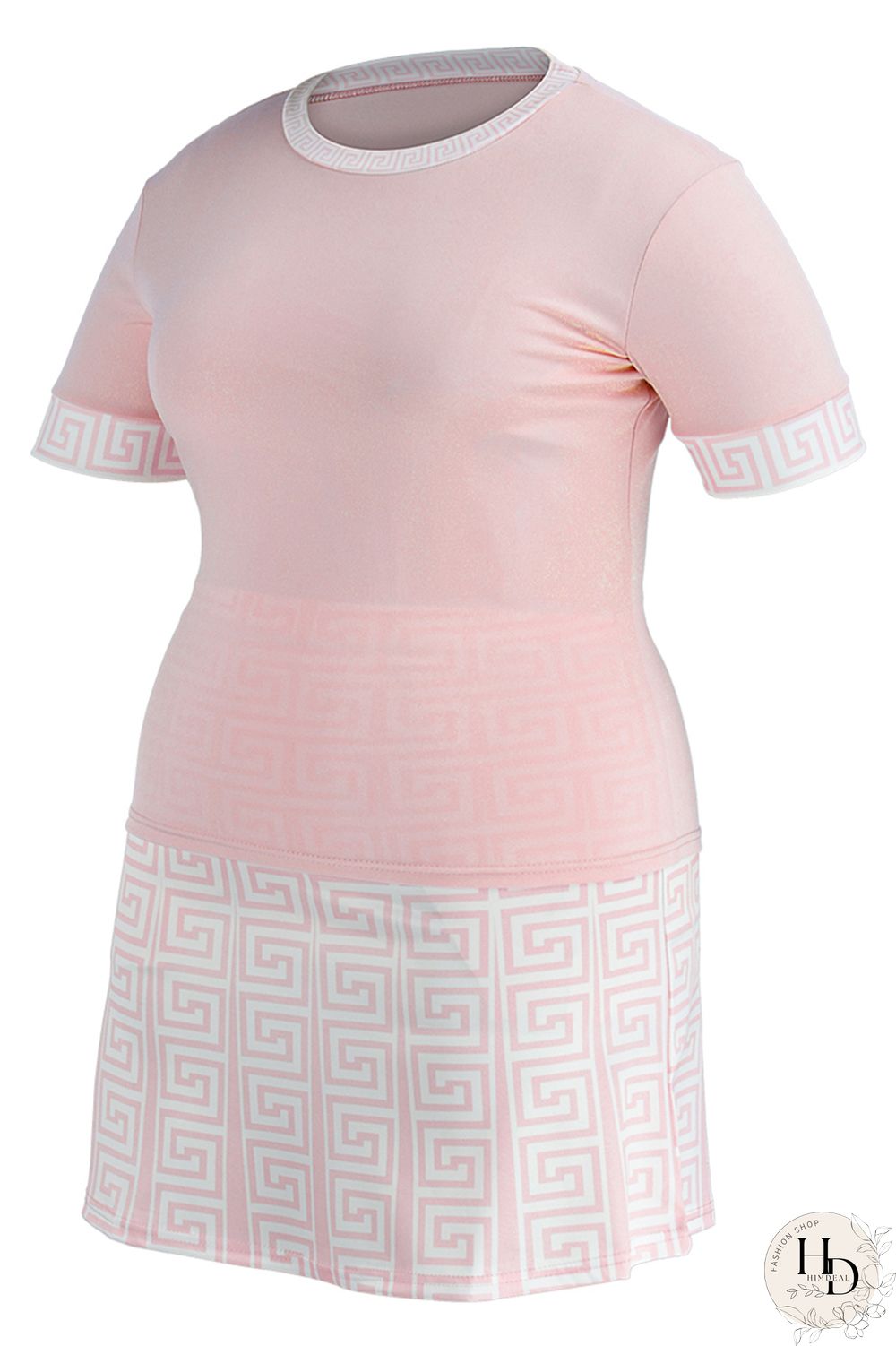 Black Fashion Casual Print Patchwork O Neck Plus Size Two Pieces