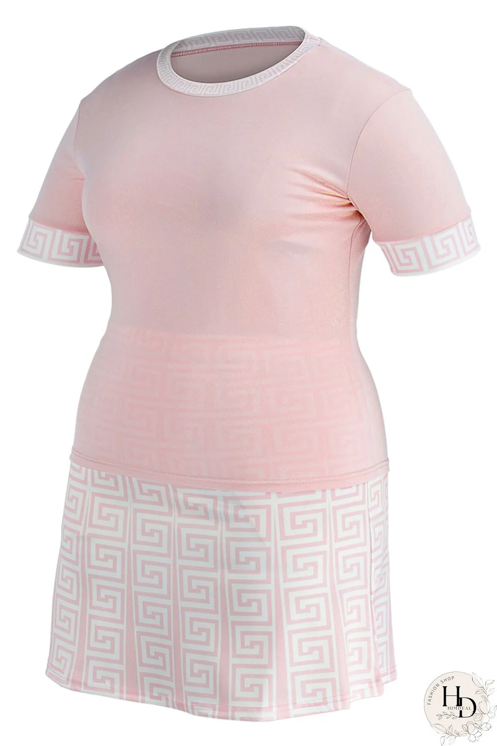 Black Fashion Casual Print Patchwork O Neck Plus Size Two Pieces