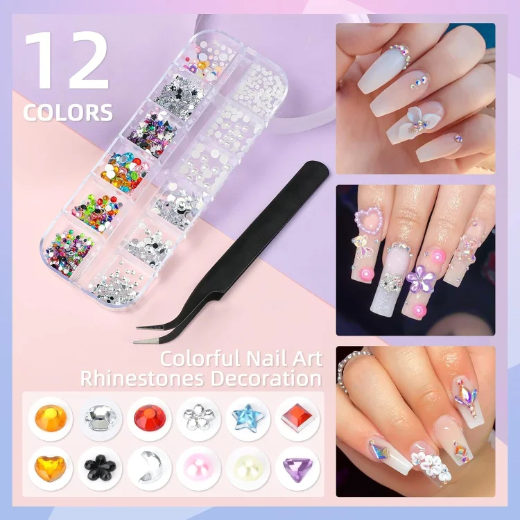 Flash Full Rhinestone Artificial Nails with Bright Color and Catching Look  Design for DIY Nail Art Decorations Salon