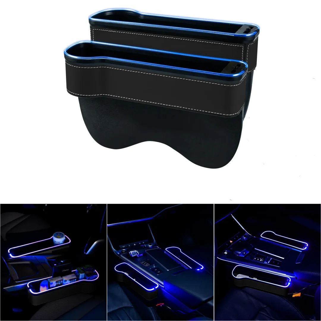 Car seat gap luminous storage box