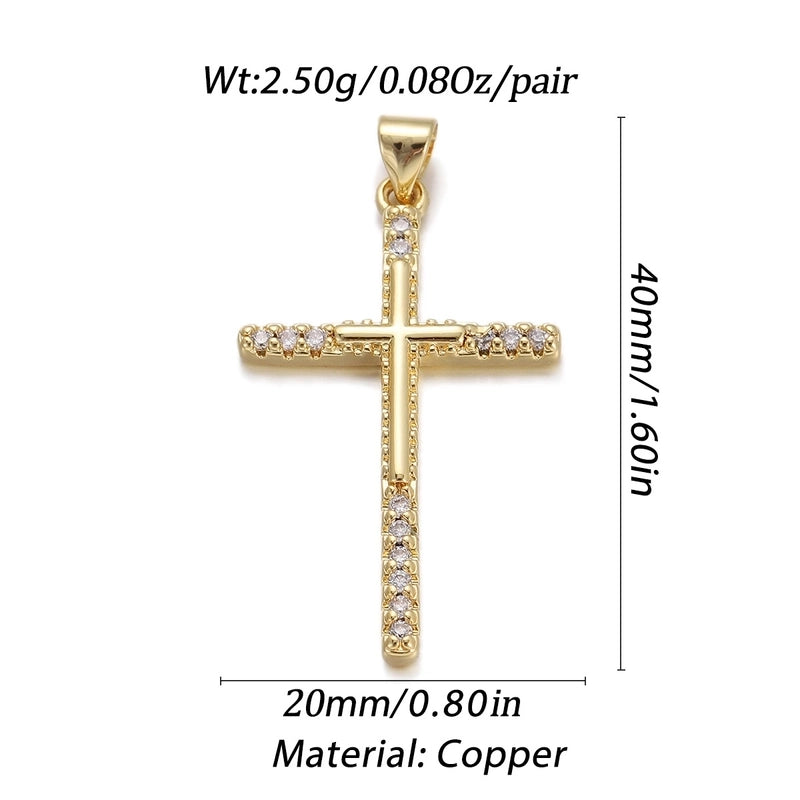 1 Piece Copper Zircon Cross Pendant