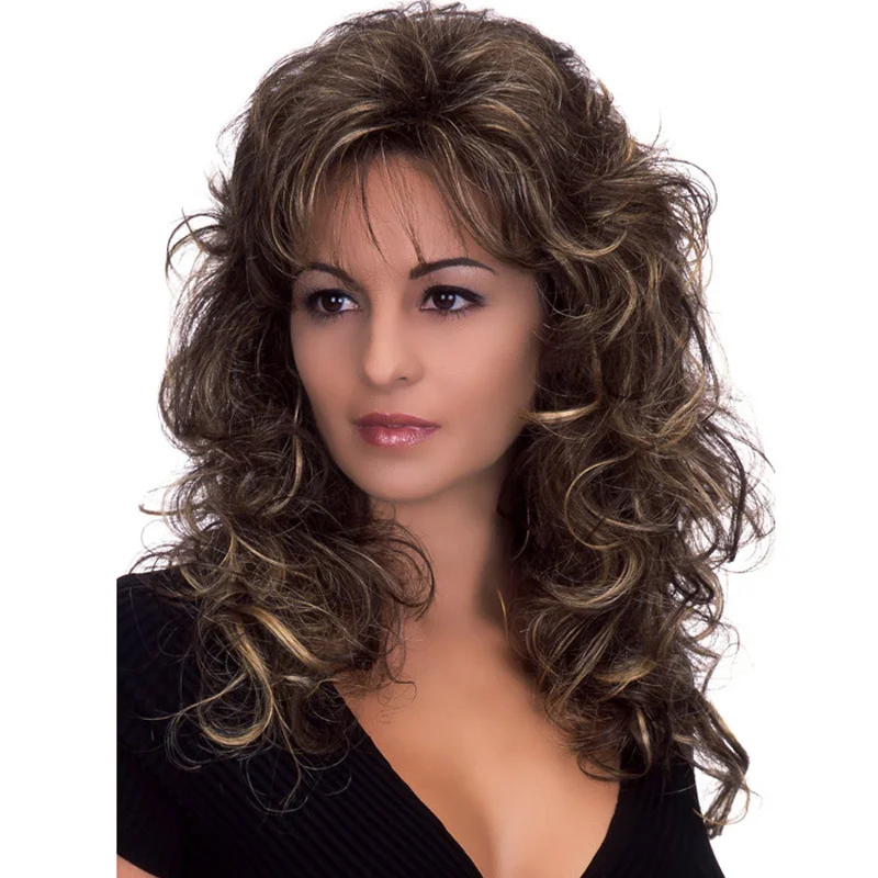 Rock and roll wig European and American hot sale WIG ladies big wavy curly hair chemical fiber headgear