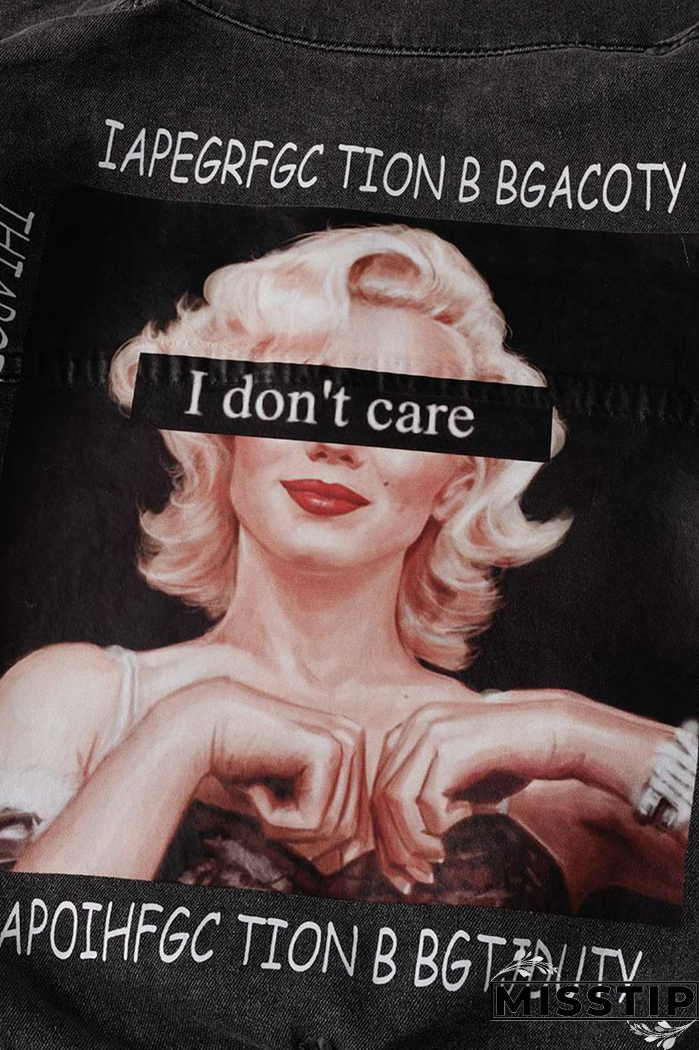 Blue Orange Street Print Make Old Patchwork Buckle Turndown Collar Long Sleeve Straight Denim Jacket