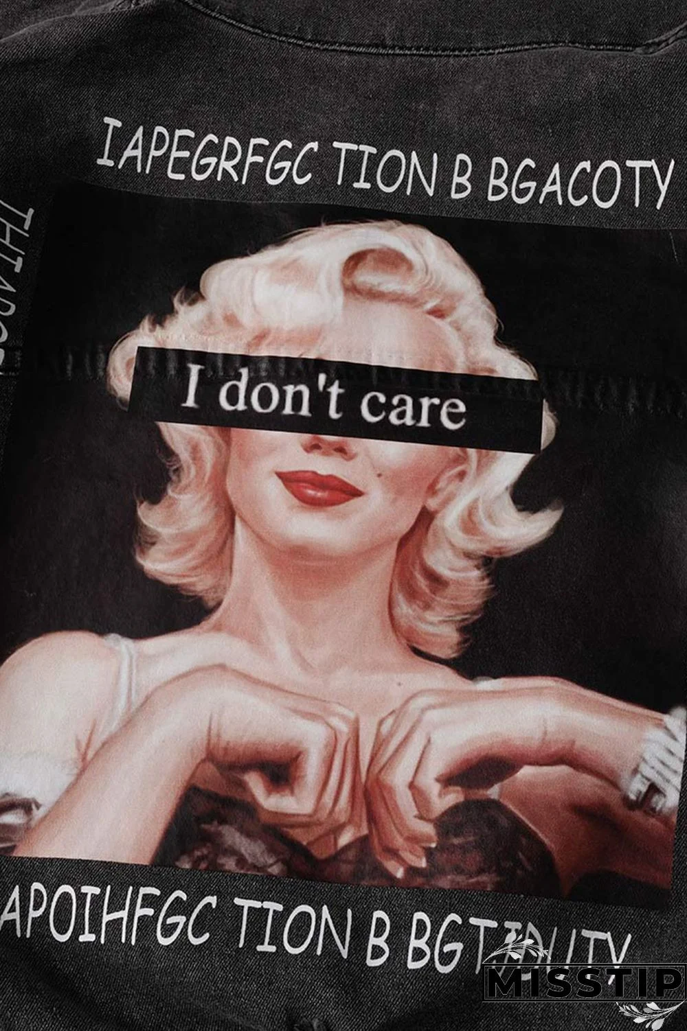 Blue Orange Street Print Make Old Patchwork Buckle Turndown Collar Long Sleeve Straight Denim Jacket