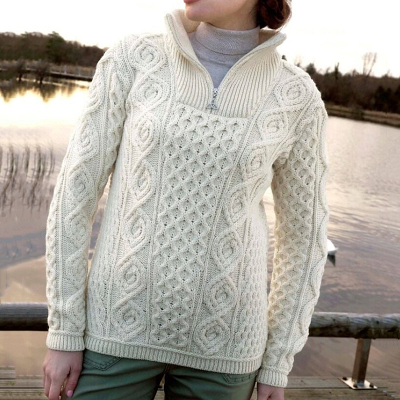 Women's Clan Pattern Half Zip Sweater wearshes