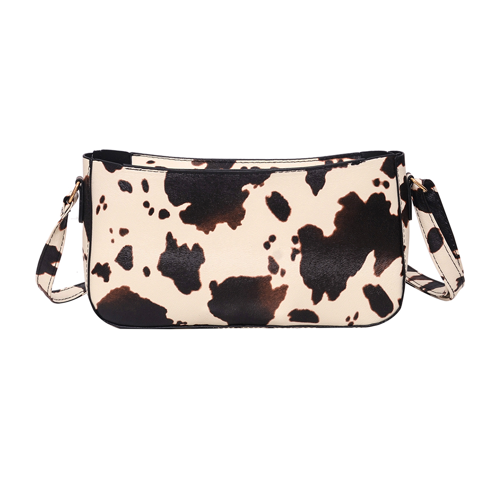 

Cow Milk Print Shoulder Bag PU Travel Daily Crossbody Handbag, Black, 501 Original