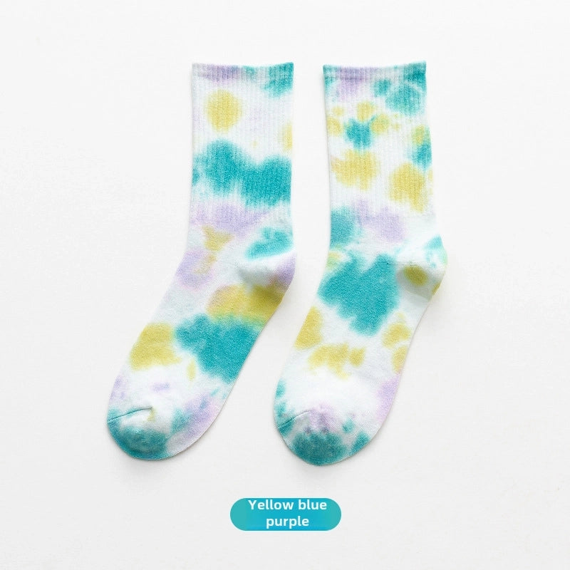Tie-dyed Mid-tube Cotton Socks Street Trendy Socks Socks Women’s Gradient Fashion Sports Personality Tide