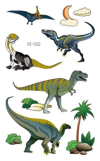 24 kinds Cartoon Dinosaur Bronzing Tattoo Sticker Child Temporary Stickers Body Tatoo for Kids Cute Waterproof Temporary Tattoos